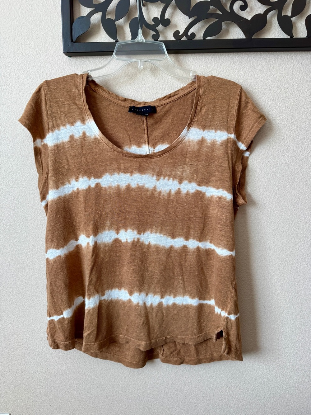 Sanctuary Brown & White Tie-Dye Short Sleeve Tee